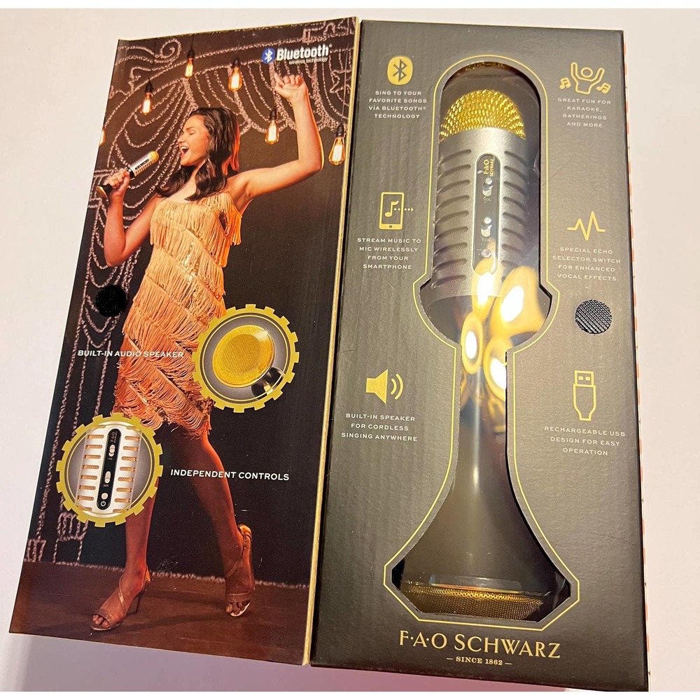 FAO SCHWARZ Microphone Bluetooth Built-In Speaker Karaoke Vintage Style